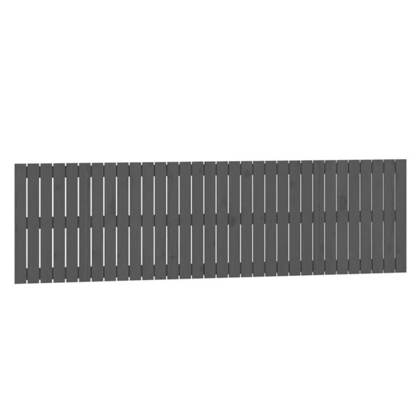 Tăblie de pat pentru perete, gri, 204x3x60 cm, lemn masiv pin