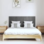 Tăblie de pat pentru perete, gri, 147x3x60 cm, lemn masiv pin