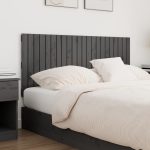 Tăblie de pat pentru perete, gri, 140x3x60 cm, lemn masiv pin