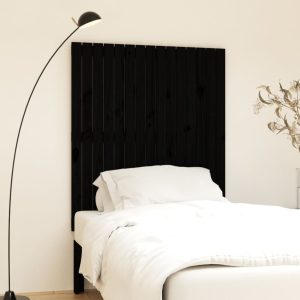Tăblie de pat pentru perete, negru 95,5x3x110 cm lemn masiv pin