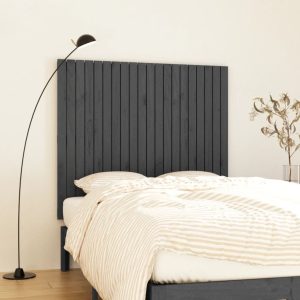 Tăblie de pat pentru perete, gri, 127,5x3x110 cm lemn masiv pin