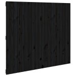 Tăblie de pat pentru perete negru 127,5x3x110 cm lemn masiv pin