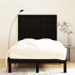 Tăblie de pat pentru perete negru 127,5x3x110 cm lemn masiv pin