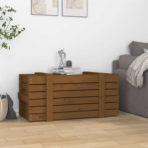 Cutie de depozitare, maro miere, 91×40,5×42 cm, lemn masiv pin