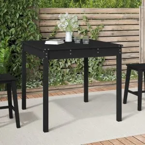 Măsuță de grădină, negru, 82,5×82,5×76 cm, lemn masiv de pin