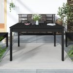 Măsuță de grădină, negru, 121×82,5×76 cm, lemn masiv de pin