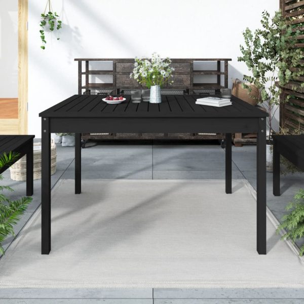 Măsuță de grădină, negru, 121×82,5×76 cm, lemn masiv de pin