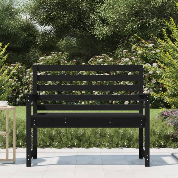 Bancă de grădină, negru, 109x48x91,5 cm, lemn masiv de pin
