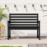 Bancă de grădină, negru, 109x48x91,5 cm, lemn masiv de pin