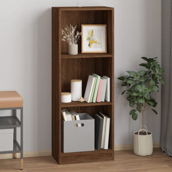 Bibliotecă cu 3 niveluri stejar maro 40x24x109 cm lemn compozit