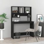 Birou cu rafturi, negru, 102x45x148 cm, lemn compozit