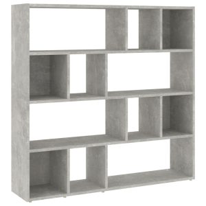 Bibliotecă/Separator cameră, gri beton, 105x24x102 cm