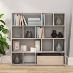 Bibliotecă/Separator cameră, gri beton, 105x24x102 cm