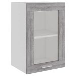 Dulap suspendat cu sticlă gri sonoma 40x31x60 cm lemn prelucrat