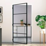 Ușă de interior negru 102×201,5cm sticlă securiz./aluminiu slim