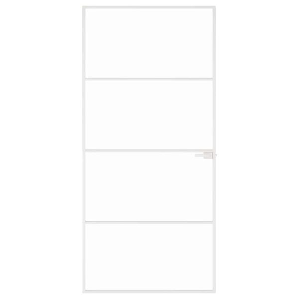 Ușă de interior alb 93×201,5 cm sticlă securiz. / aluminiu slim