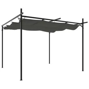 Pergola cu acoperiș retractabil, antracit, 295x292x230 cm