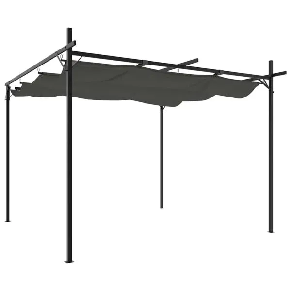 Pergola cu acoperiș retractabil, antracit, 295x292x230 cm