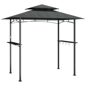 Foișor grătar cu rafturi laterale, antracit 240x150x243 cm oțel