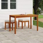 Set sufragerie de grădină, 3 piese, cu perne, lemn masiv acacia