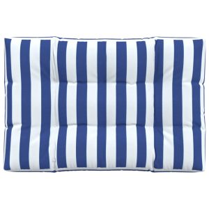 Pernă de paleți, dungi albastru/alb, 120x80x12 cm, textil