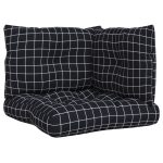 Perne pentru paleți, 3 buc, negru, model carouri, textil oxford