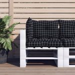 Perne pentru paleți, 3 buc, negru, model carouri, textil oxford