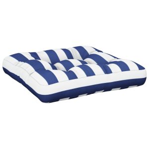 Pernă paleți dungi albastre/albe, 60×61,5×10 cm, textil Oxford