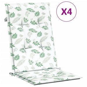 Perne de scaun spătar înalt, 4 buc., model frunze, textil