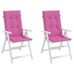Perne scaun cu spătar înalt, 2 buc., roz, 120x50x3 cm, textil