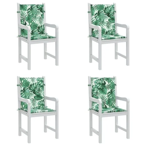 Perne de scaun spătar jos, 4 buc., model frunze, textil
