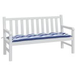 Pernă de bancă dungi albastre și albe 150x50x7 cm textil oxford