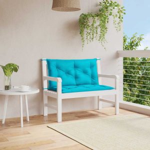 Perne bancă de grădină 2 buc. turcoaz 100x50x7 cm textil