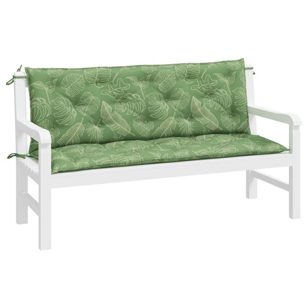 Perne bancă de grădină, 2 buc, 150x50x7cm, model frunze, textil