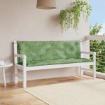 Perne bancă de grădină, 2 buc, 150x50x7cm, model frunze, textil