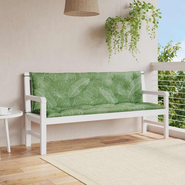 Perne bancă de grădină, 2 buc, 150x50x7cm, model frunze, textil