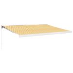 Copertină retractabilă, galben/alb, 4,5×3 m, textil/aluminiu