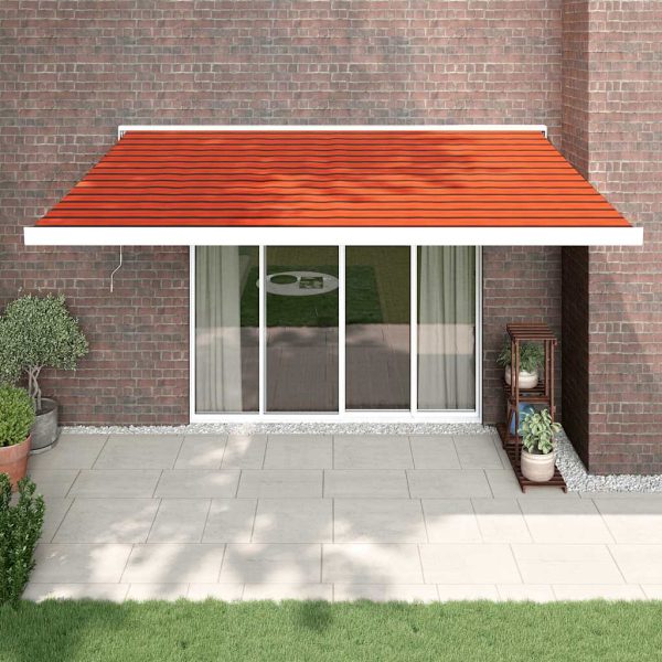 Copertină retractabilă portocaliu/maro 4×3 m, textil/aluminiu