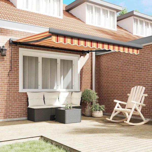 Copertină retractabilă, galben/alb, 3,5×2,5 m, textil/aluminiu