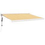 Copertină retractabilă, galben/alb, 3×2,5 m, textil/aluminiu