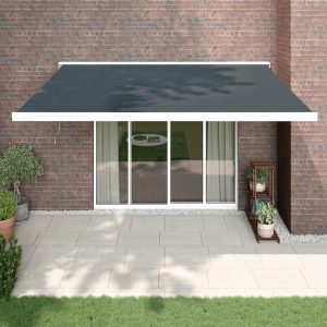 Copertină retractabilă, antracit, 4×3 m, textil și aluminiu