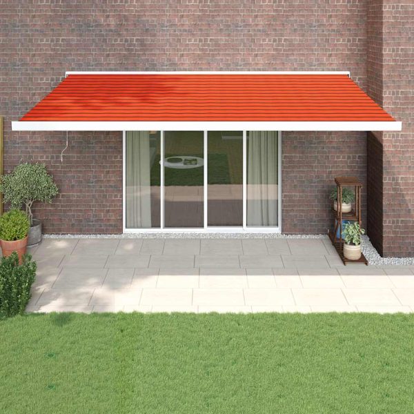 Copertină retractabilă portocaliu/maro 5×3 m, textil/aluminiu