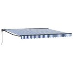 Copertină retractabilă albastru/alb, 3,5×2,5 m, textil/aluminiu
