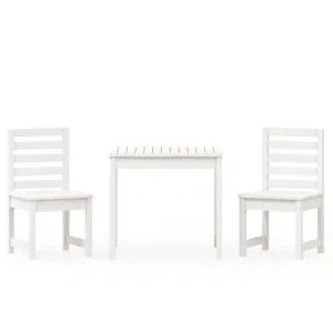 Set bistro de grădină, 3 piese, alb, lemn masiv de pin