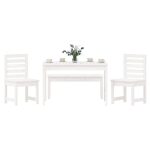 Set de dining pentru grădină, 4 piese, alb, lemn masiv de pin