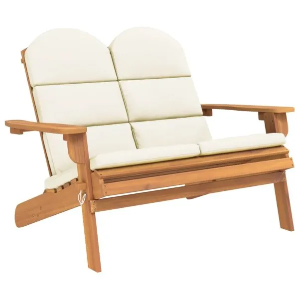 Bancă de grădină Adirondack cu perne 126 cm, lemn masiv acacia