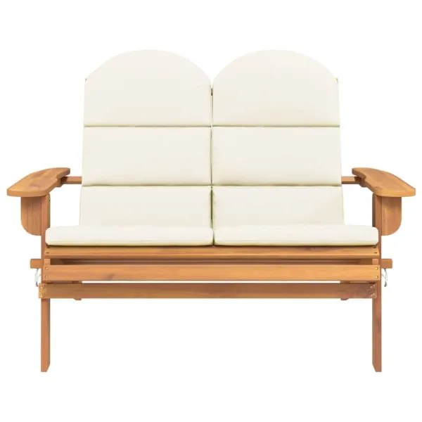 Bancă de grădină Adirondack cu perne 126 cm, lemn masiv acacia