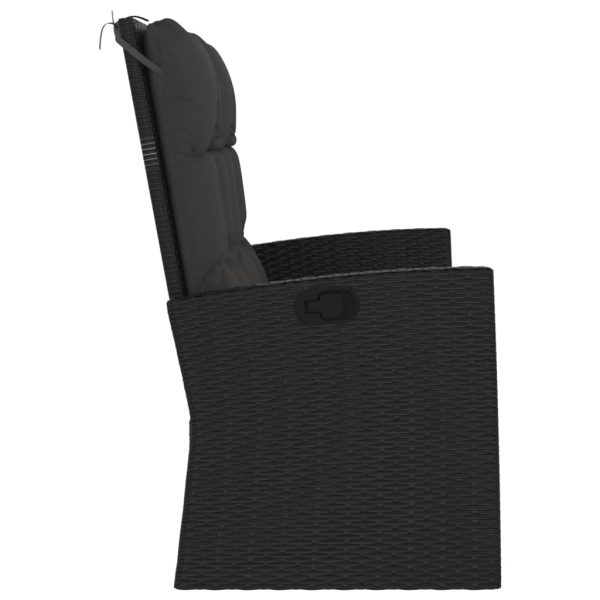 Bancă rabatabilă de grădină cu perne, negru, 118 cm, poliratan