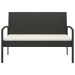 Bancă de grădină cu pernă, negru, 105 cm, poliratan