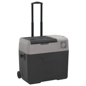 Ladă frigorifică cu roată și mâner 50 L negru/gri polipropilenă